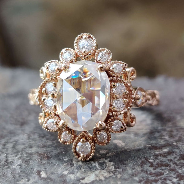 ROSET - Shiloh Oval Moissanite Engagement Ring -14K Yellow Gold – Roset  Jewelry