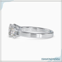 Handmade princess cut ring with a white gold band and IGI certified diamond

