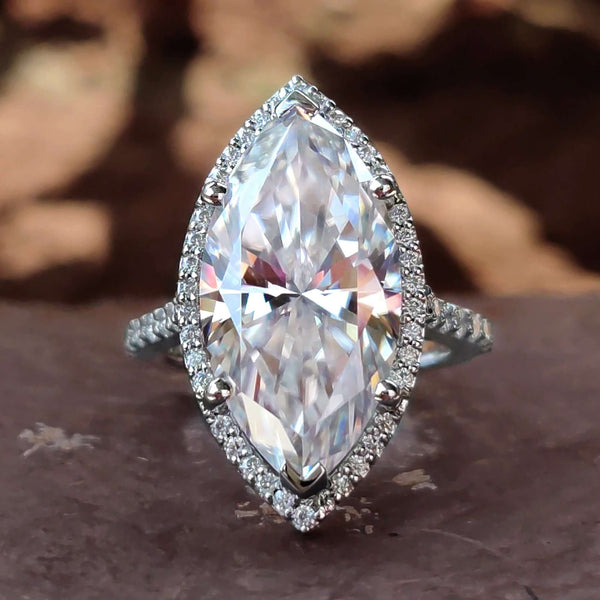 1 Carat Marquise cut Moissanite Halo Cluster Engagement Ring –  FYMJewelryDesign