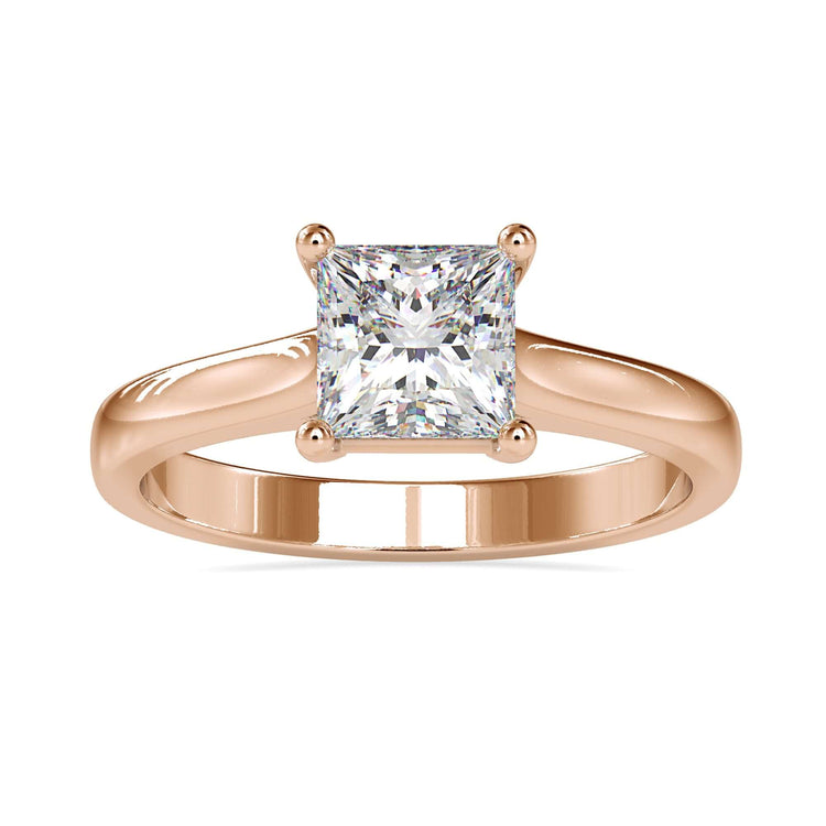 Princess cut solitaire diamond ring with a 2 ct Lab Grown Diamond and a solitaire ring setting.
