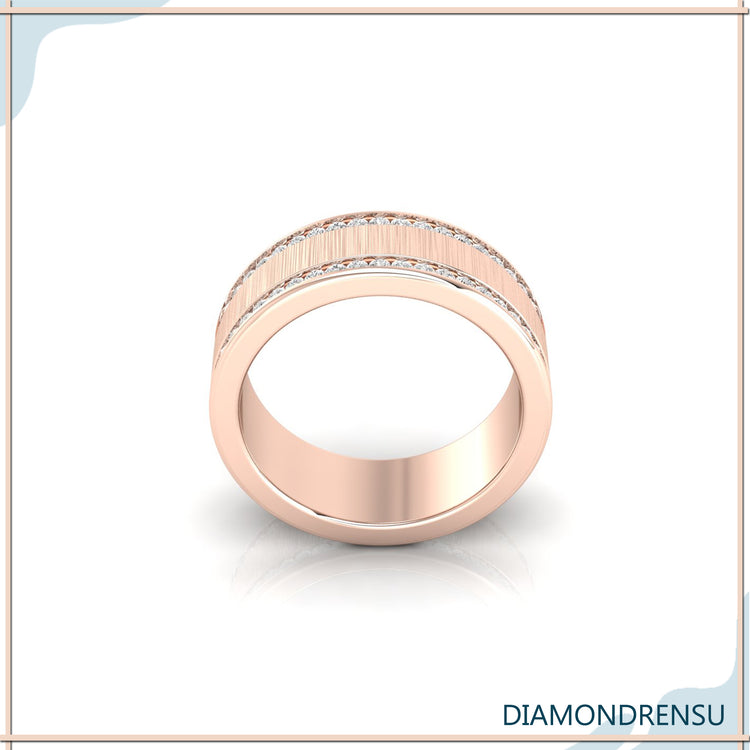 White gold men’s wedding band with clean lines
