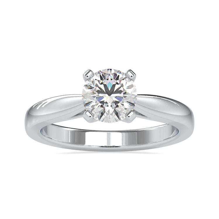Cathedral setting engagement ring with round brilliant cut diamond, handmade
