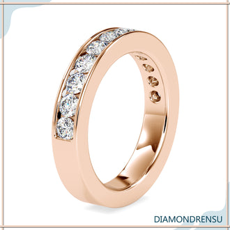 Round eternity ring in yellow gold with lab grown diamond stones
