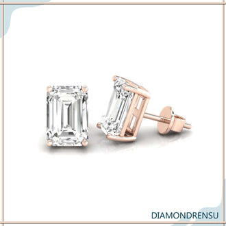 Diamond earrings emerald cut with handmade jewelry craftsmanship for unique style.