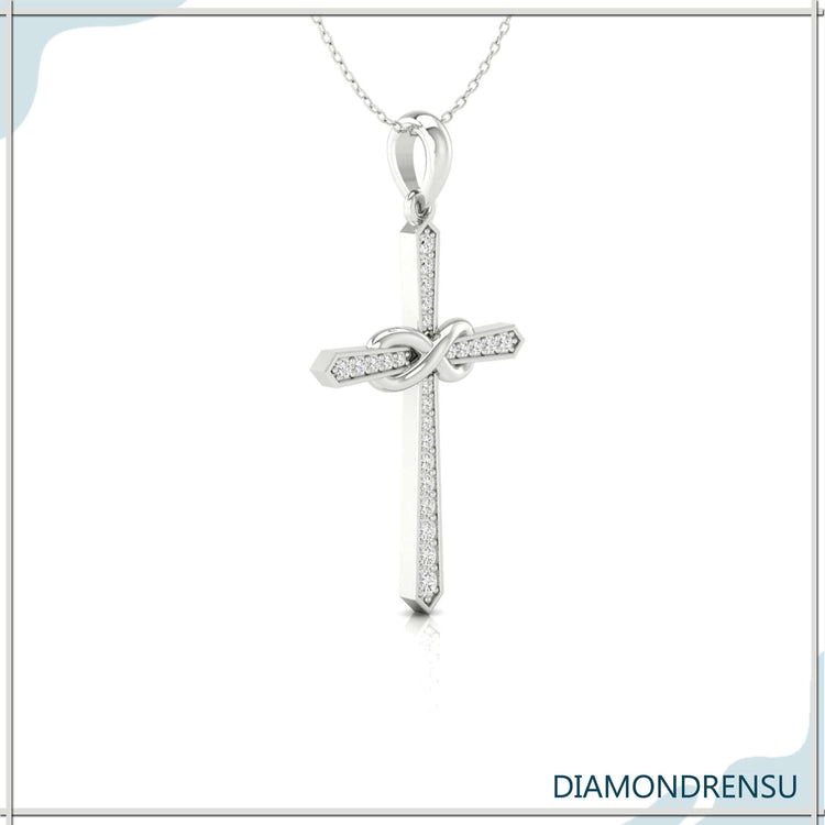 The round diamond cross pendant adds sparkle and faith to your look.
