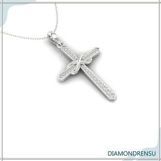 The round diamond necklace pendant shines with brilliant clarity.
