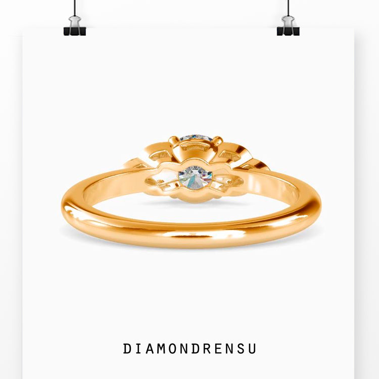 Handmade jewelry with round diamond engagement ring in white gold setting