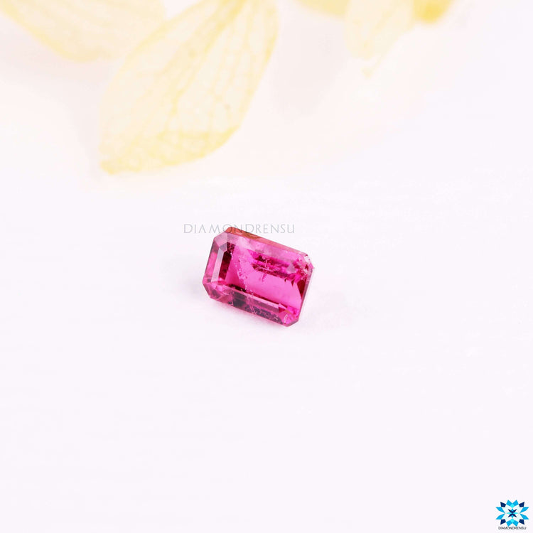 Tourmaline loose gemstones in pink tourmaline emerald cut.
