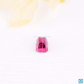 Pink tourmaline emerald cut as natural tourmaline gemstone.
