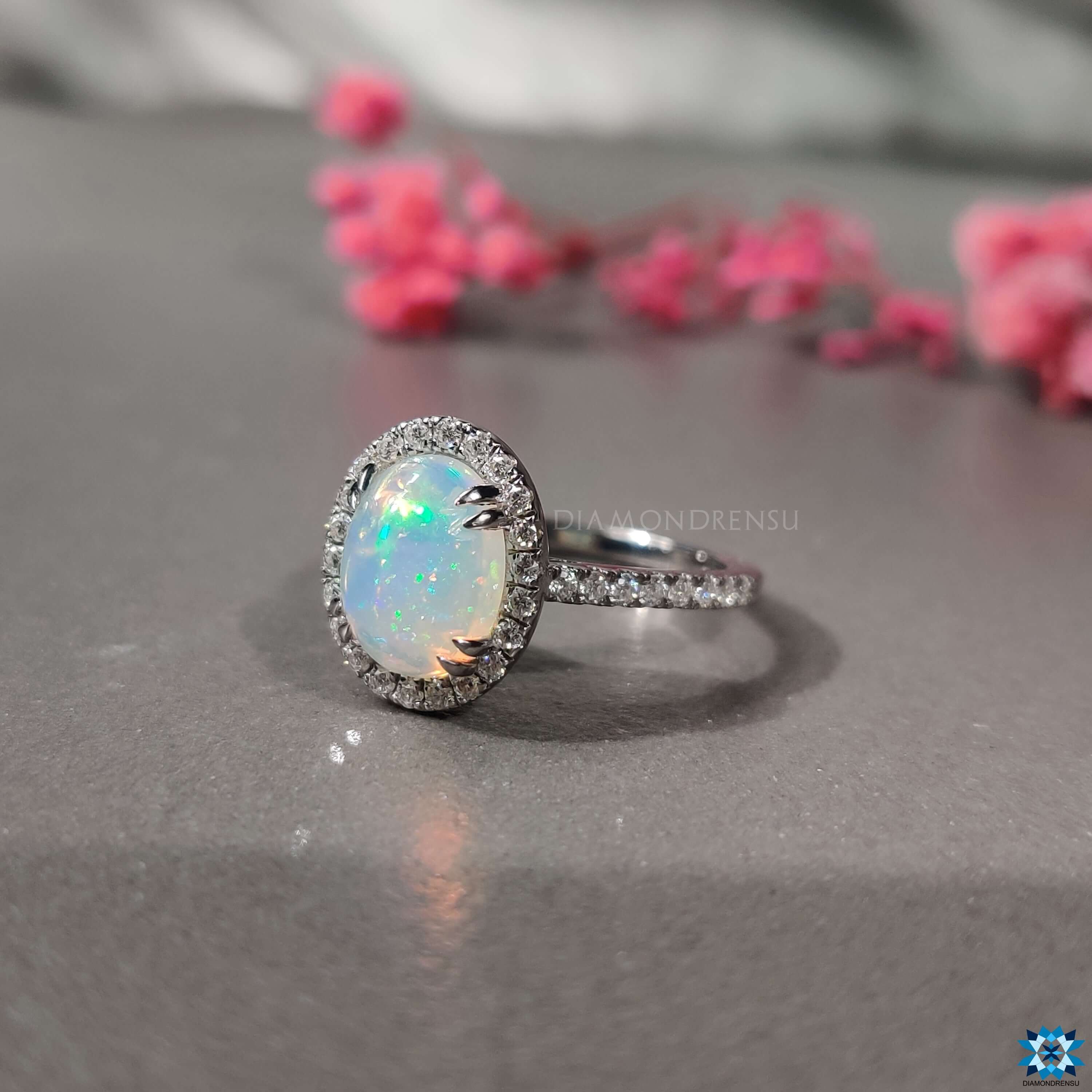 October Birth Rings Natural Opal Rings - October Birthstone Rings | Diamondrensu