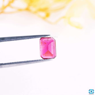High-quality emerald cut tourmaline gemstone.
