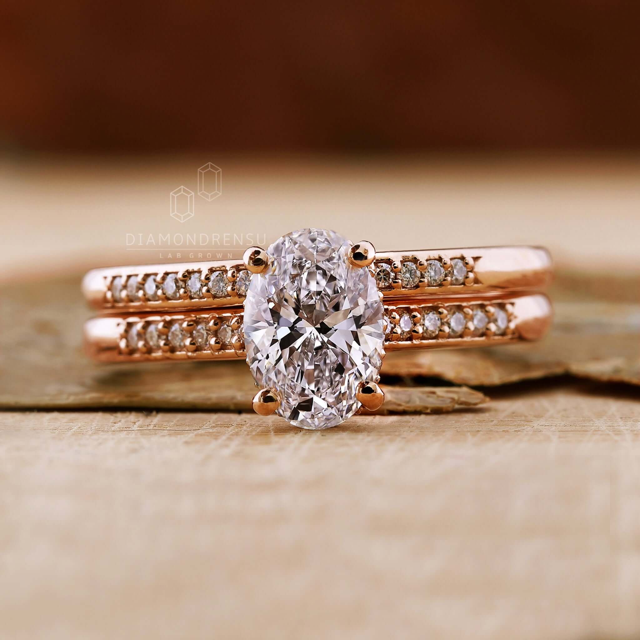 Oval Cut Lab Grown Diamond Bridal Set Diamondrensu