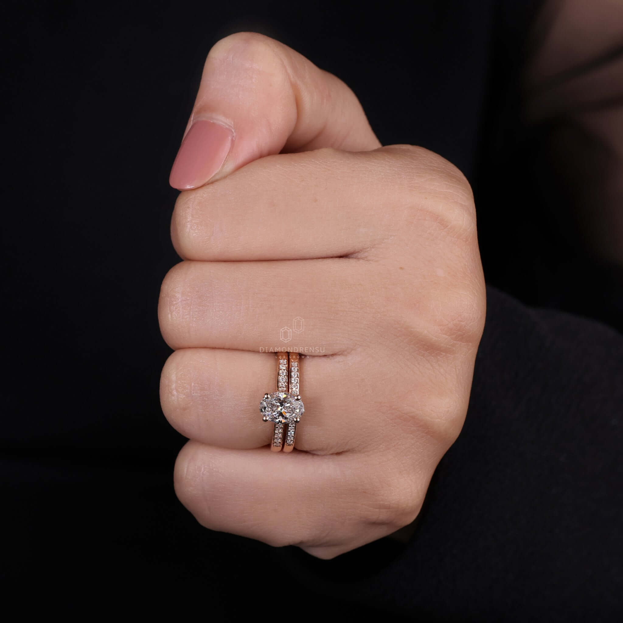 lab grown diamond wedding ring set