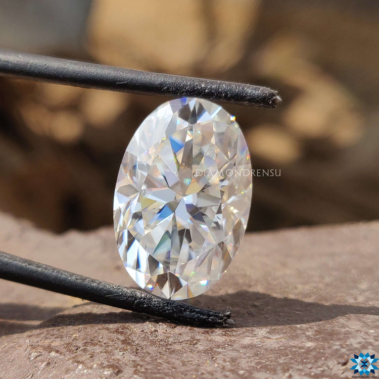 Moissanite oval stone displayed as part of Diamondresnu’s moissanite jewelry range.
