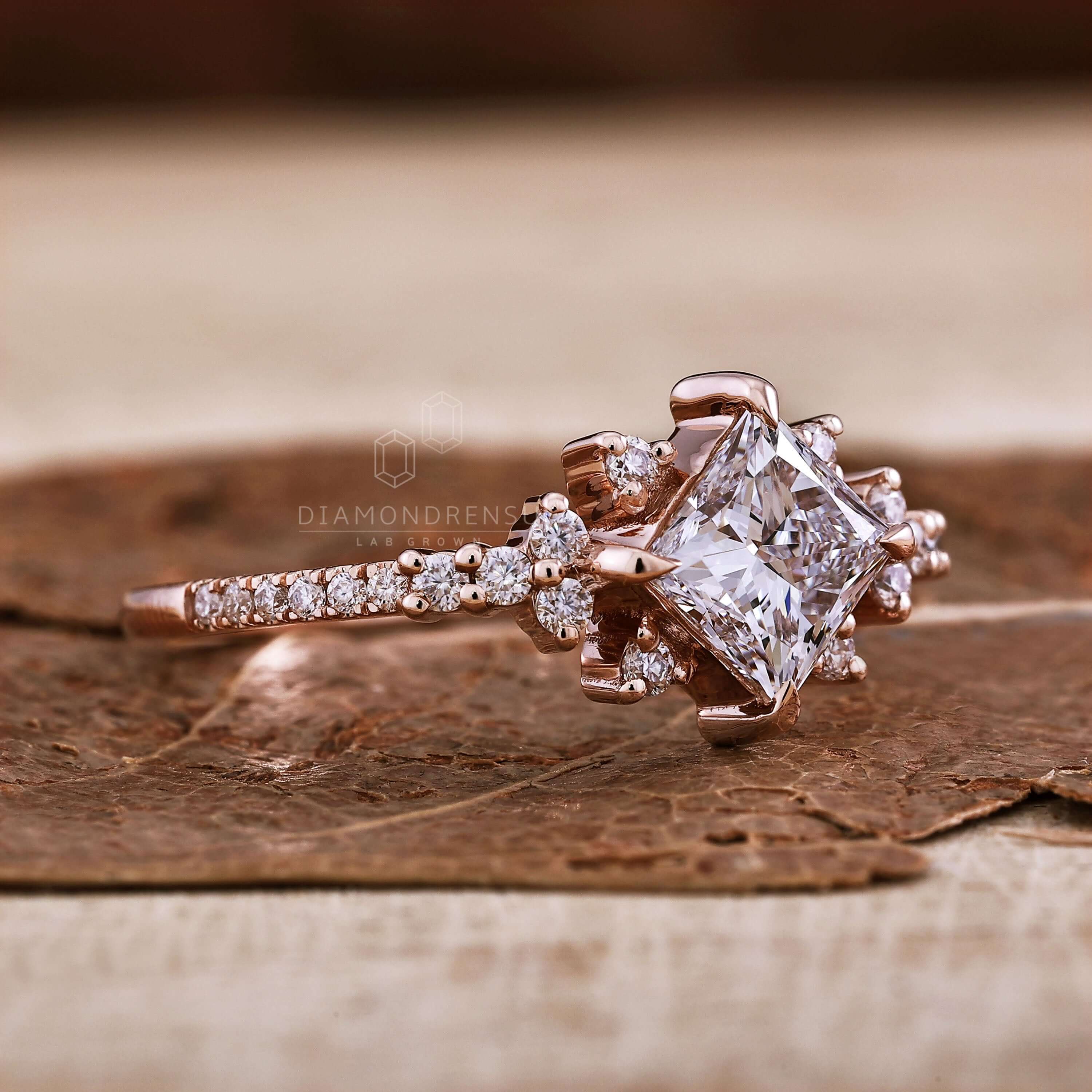 unique princess cut engagement rings gold
