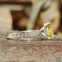 Canary Vivid Yellow 3.82 TCW Emerald Cut Unique Moissanite Engagement Ring