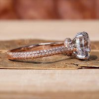 3 sided pave engagement ring with sparkling diamonds.
