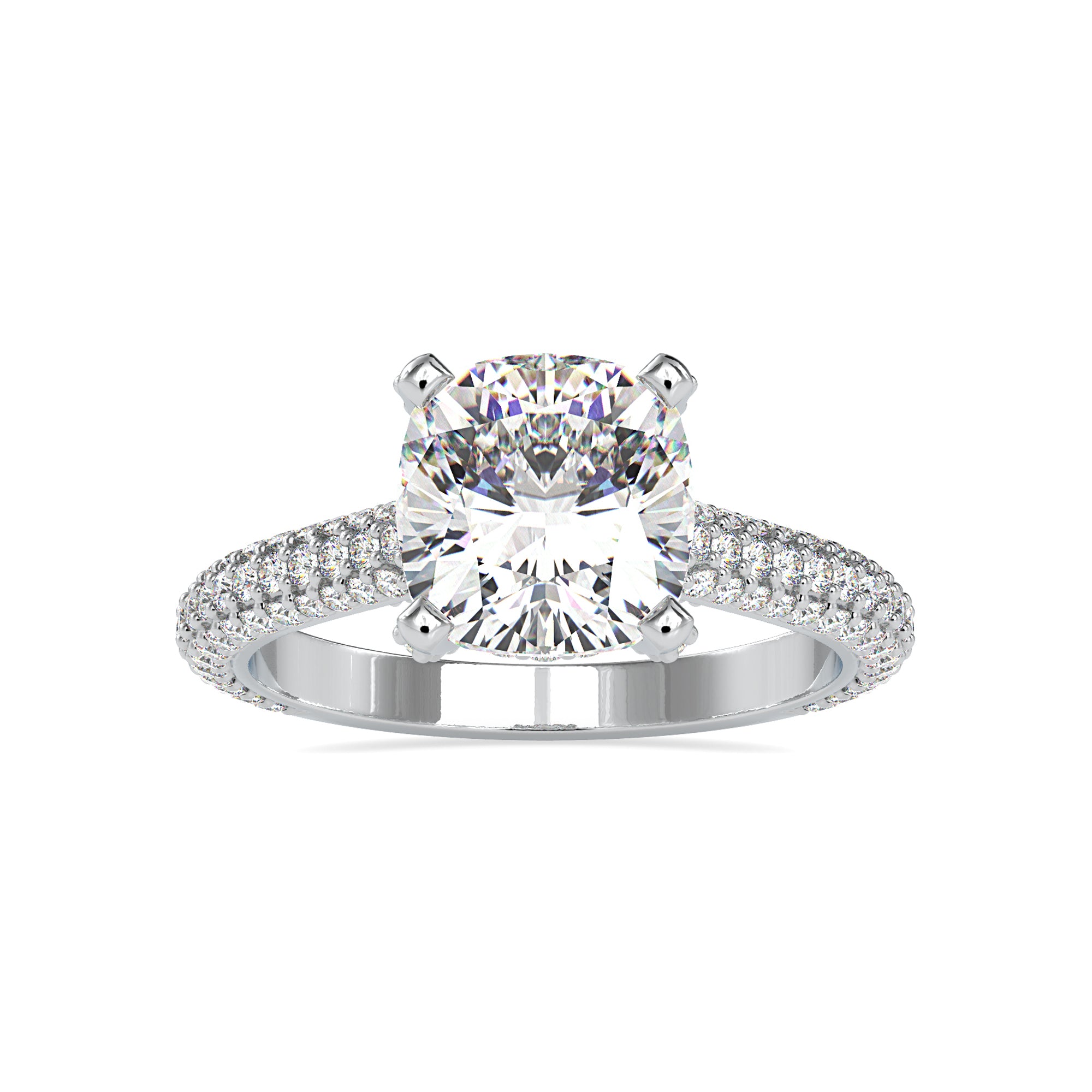 Gorgeous 3 row pave diamond band for maximum brilliance and elegance.