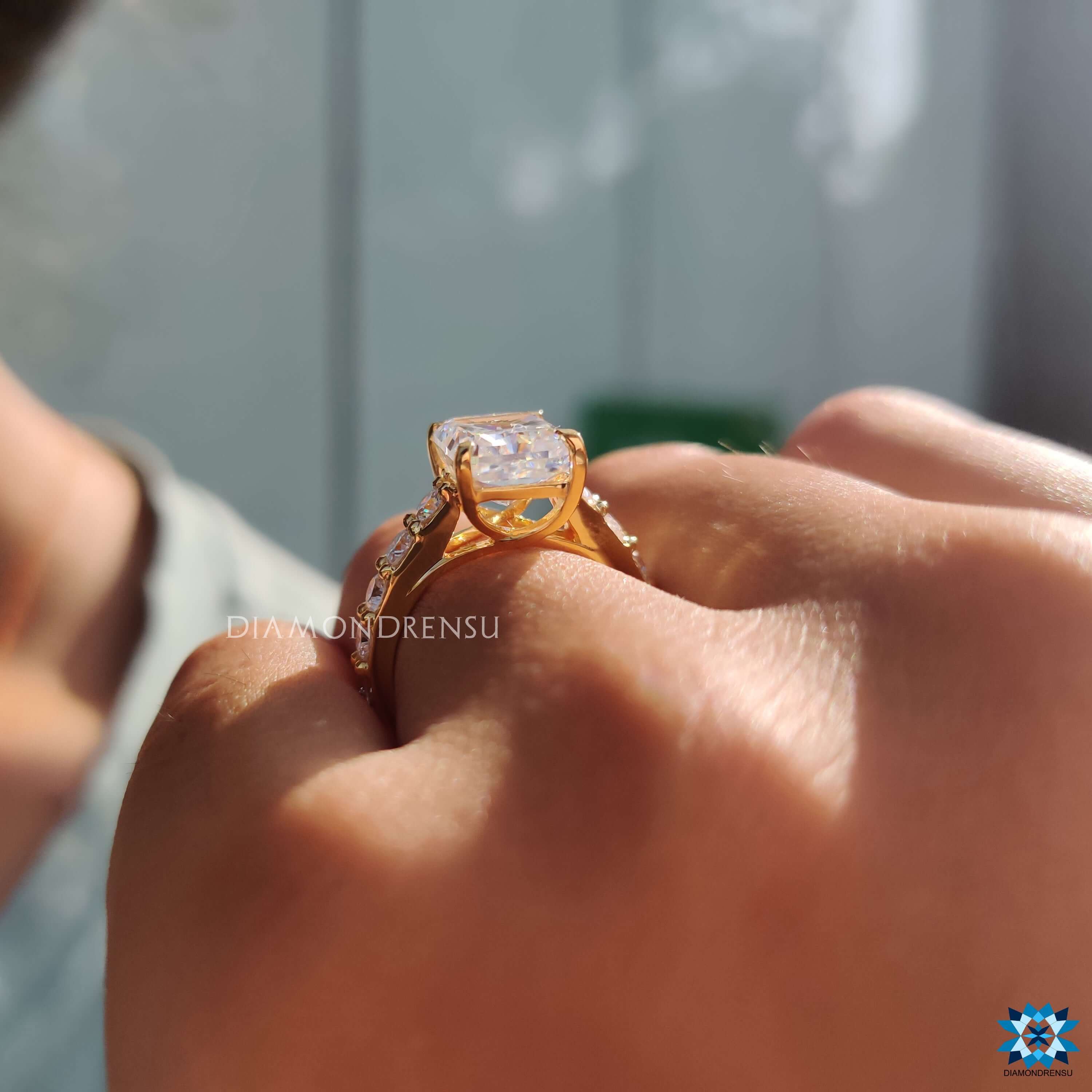 radiant cut moissanite engagement ring - diamondrensu