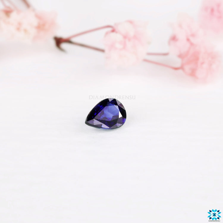 Blue gemstone offered as Sapphire Gemstone and pear cut birthstone.
