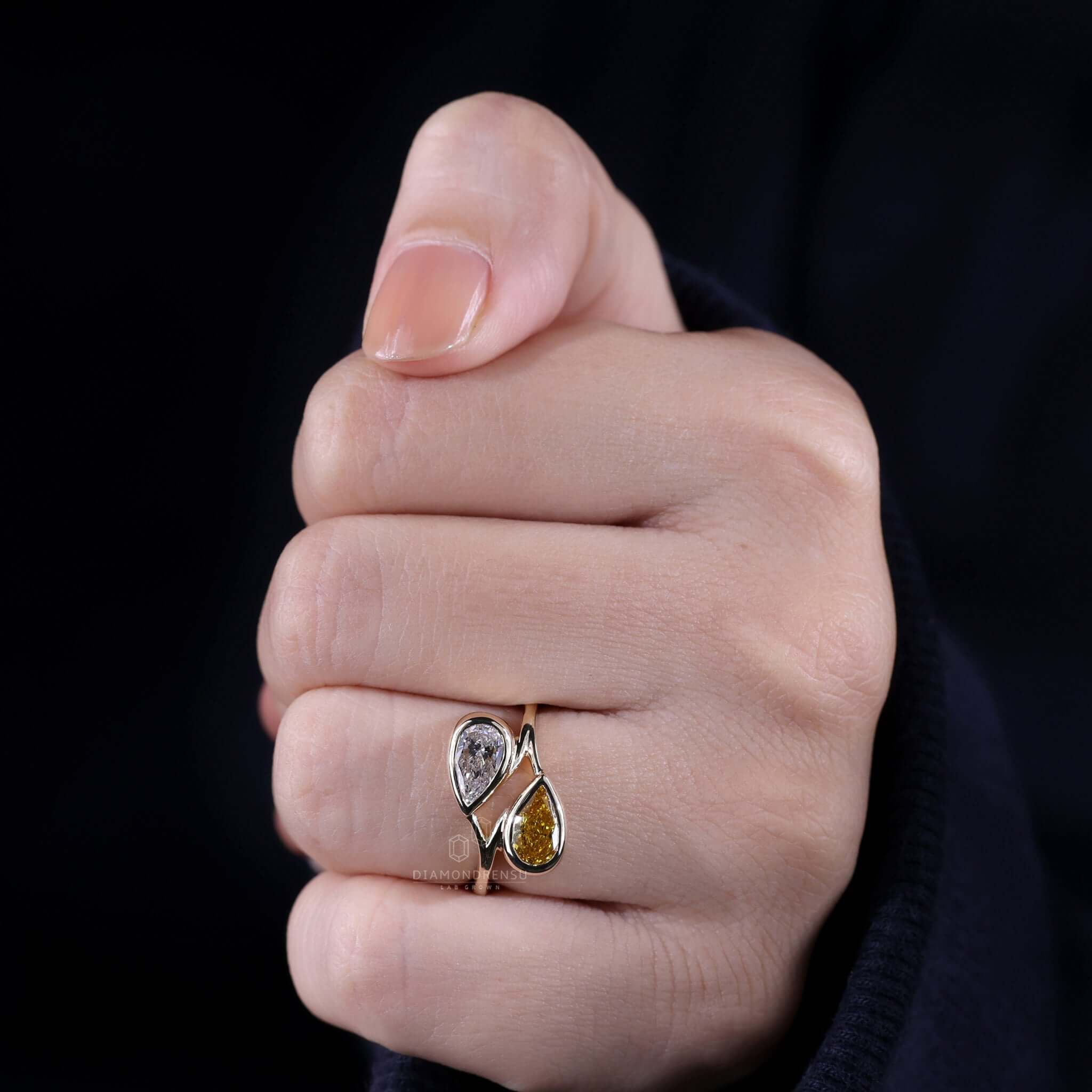 pear lab grown diamond engagement ring