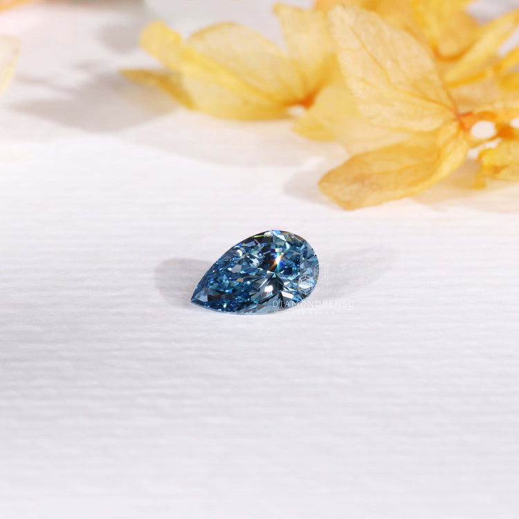 Pear shaped diamond 1 carat blue diamond.
