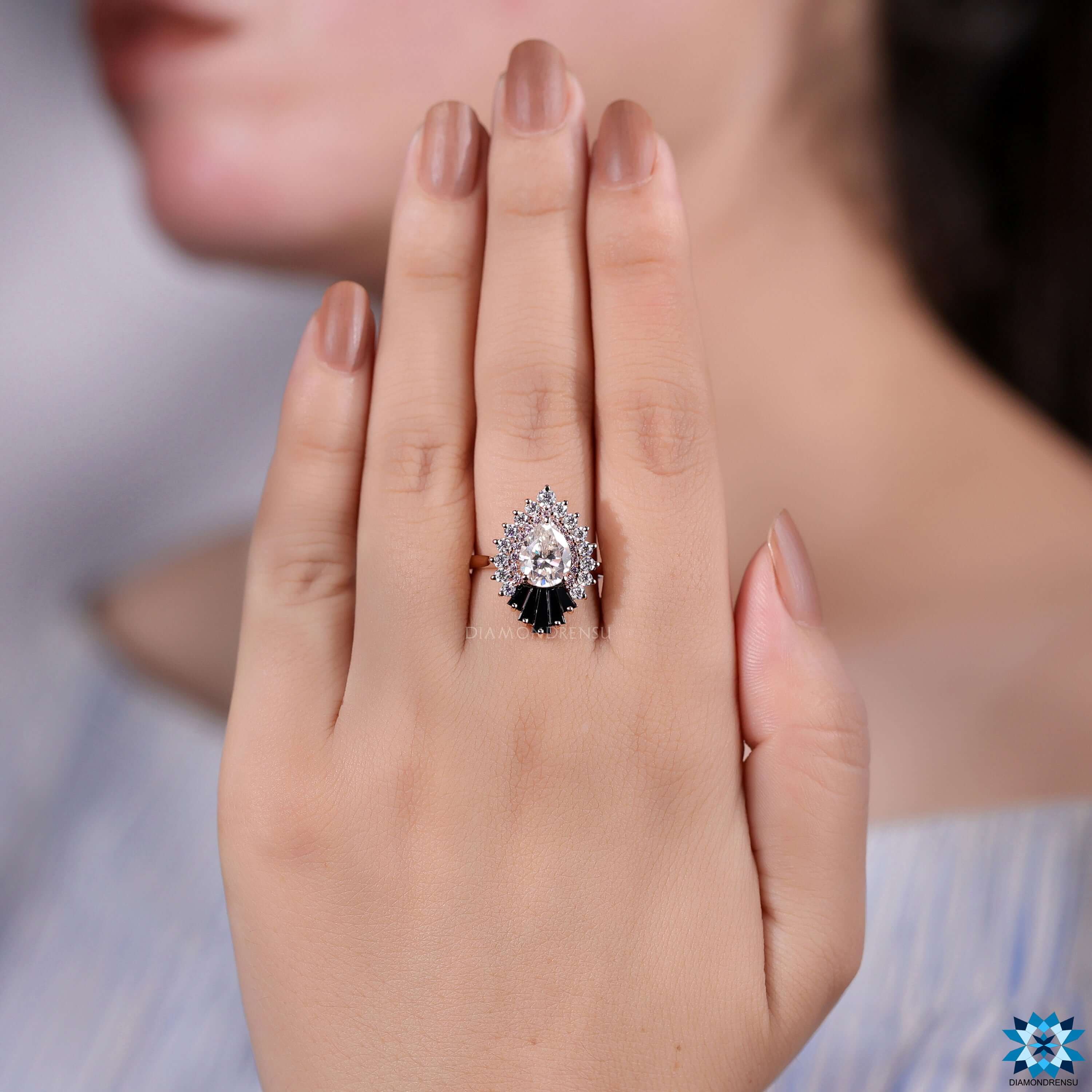 moissanite halo engagement ring - diamondrensu