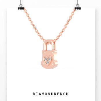 The round diamond pendant shines with brilliant sparkle.
