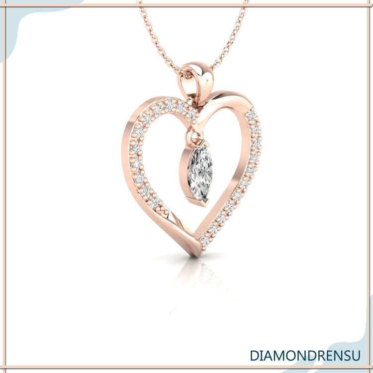 The heart shaped pendant features a beautiful, classic design.
