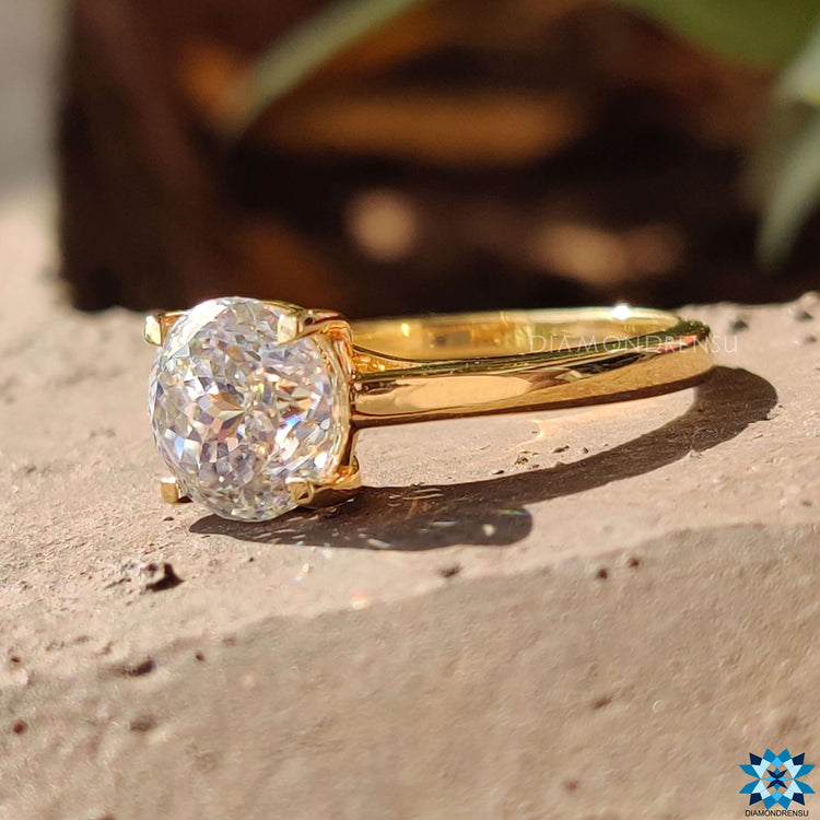 Portuguese cut moissanite​ glowing with unmatched sparkle.
