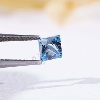 Blue diamond offered in princess cut with high grade clarity and color.
