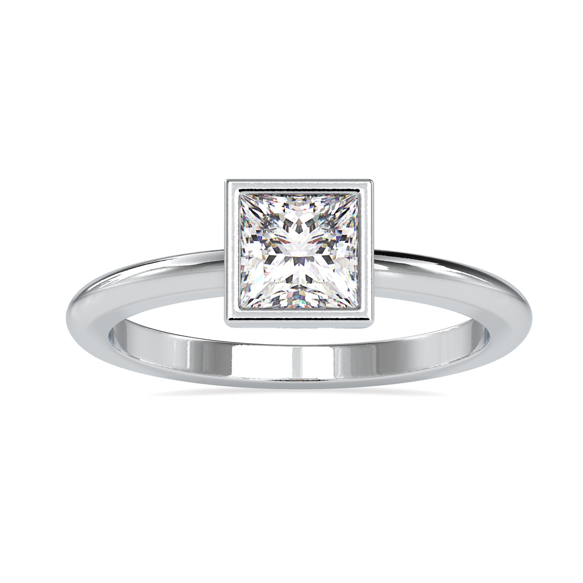 Eye-catching 2.51 CT Princess Cut Colorless Moissanite Solitaire Ring