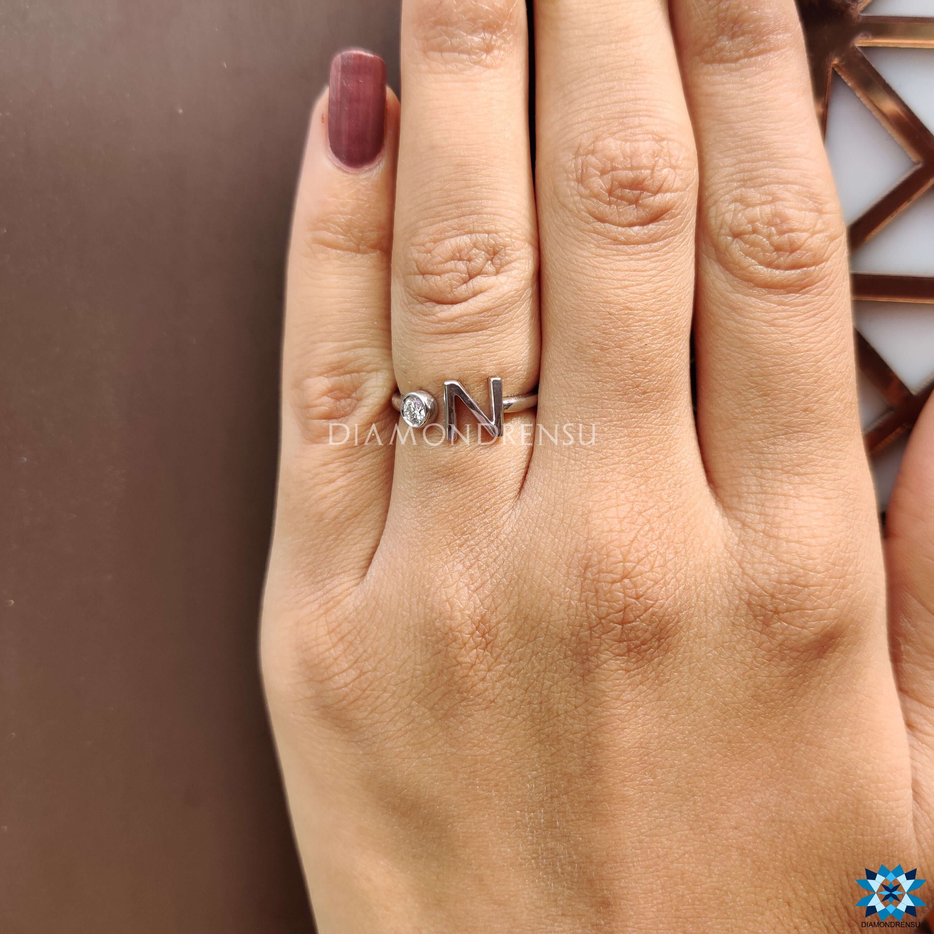 Buy 14K Yellow Gold Sparkle Cut Letter Initial Script Ring - Personalized  Style – Karma Blingz