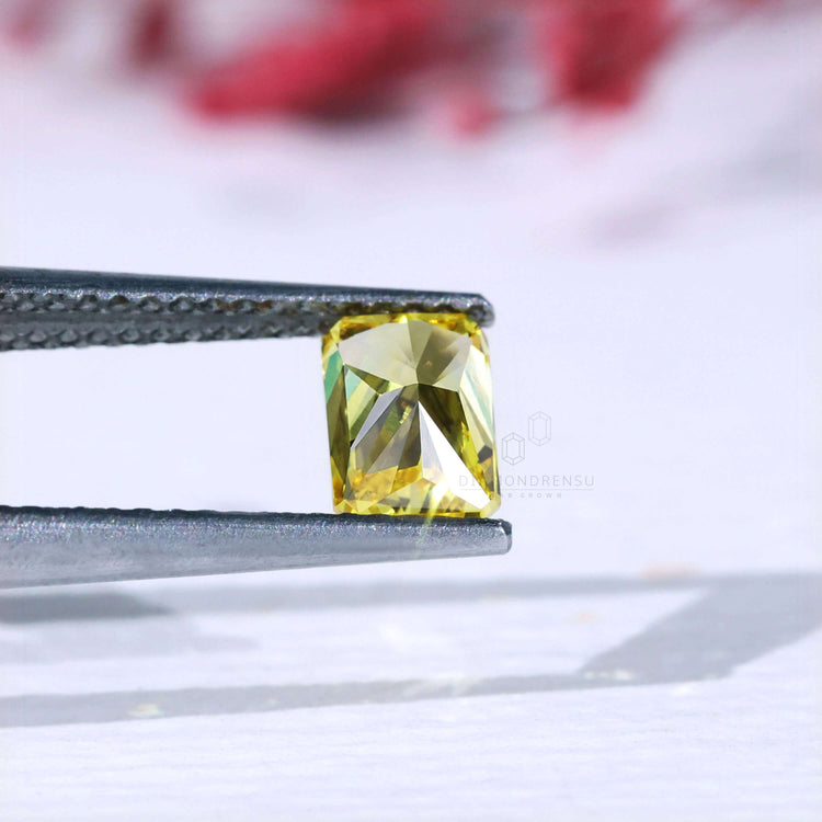 Radiant cut lab grown yellow diamond loose stone.
