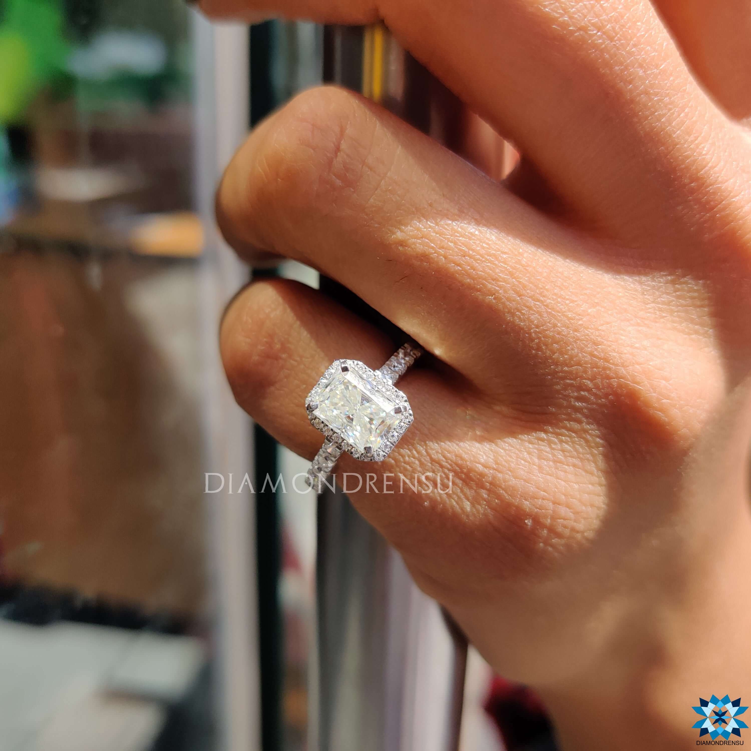 radiant cut moissanite engagement ring - diamondrensu