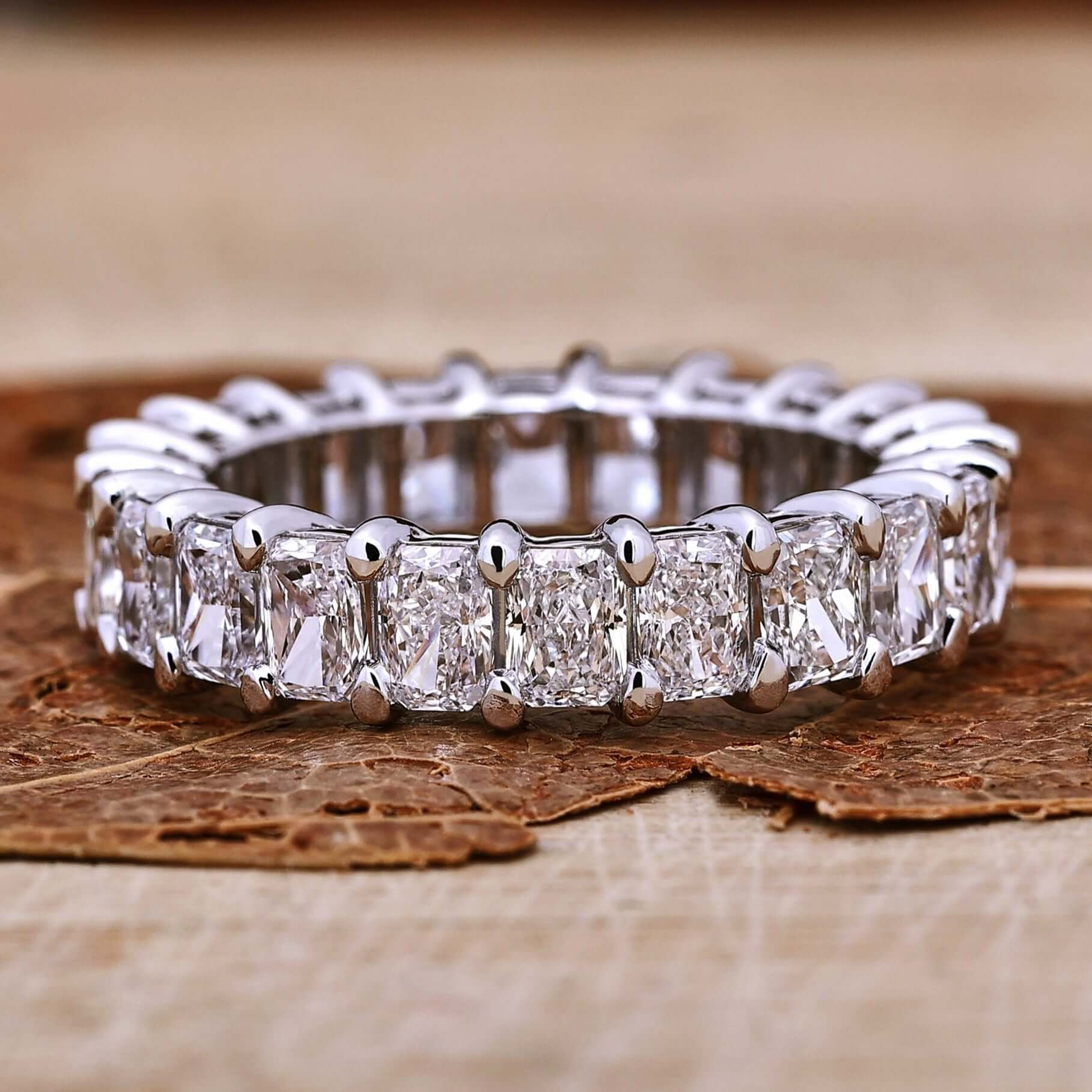 Radiant Cut Lab Grown Diamond Wedding Band, Full Eternity Diamond Band 6 / Platinum