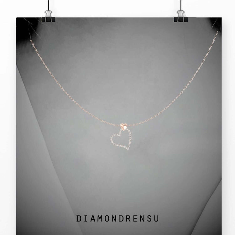 Heart pendant necklace gold with Lab Grown Diamond, ideal for gifting and special occasions.
