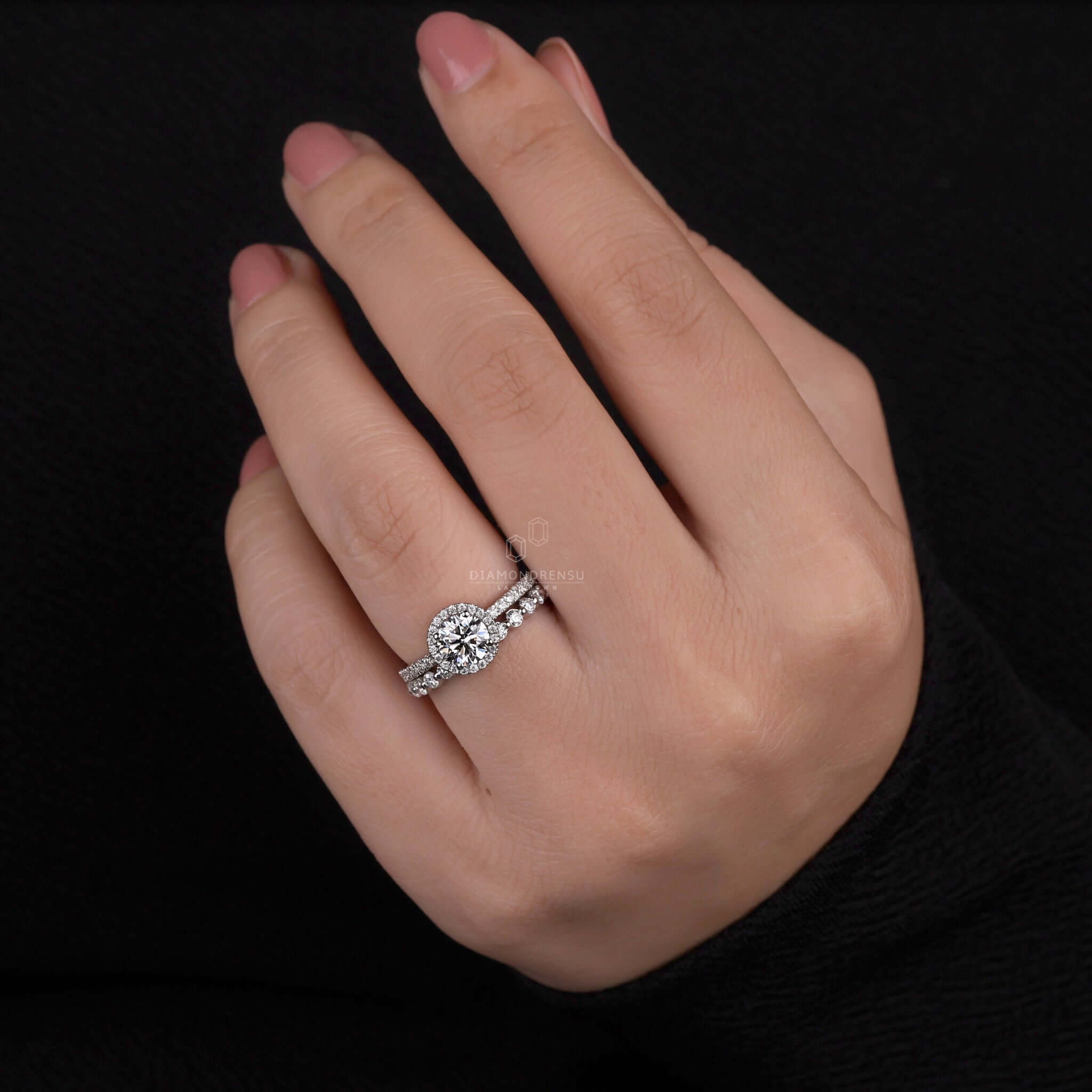 lab created diamond wedding ring set