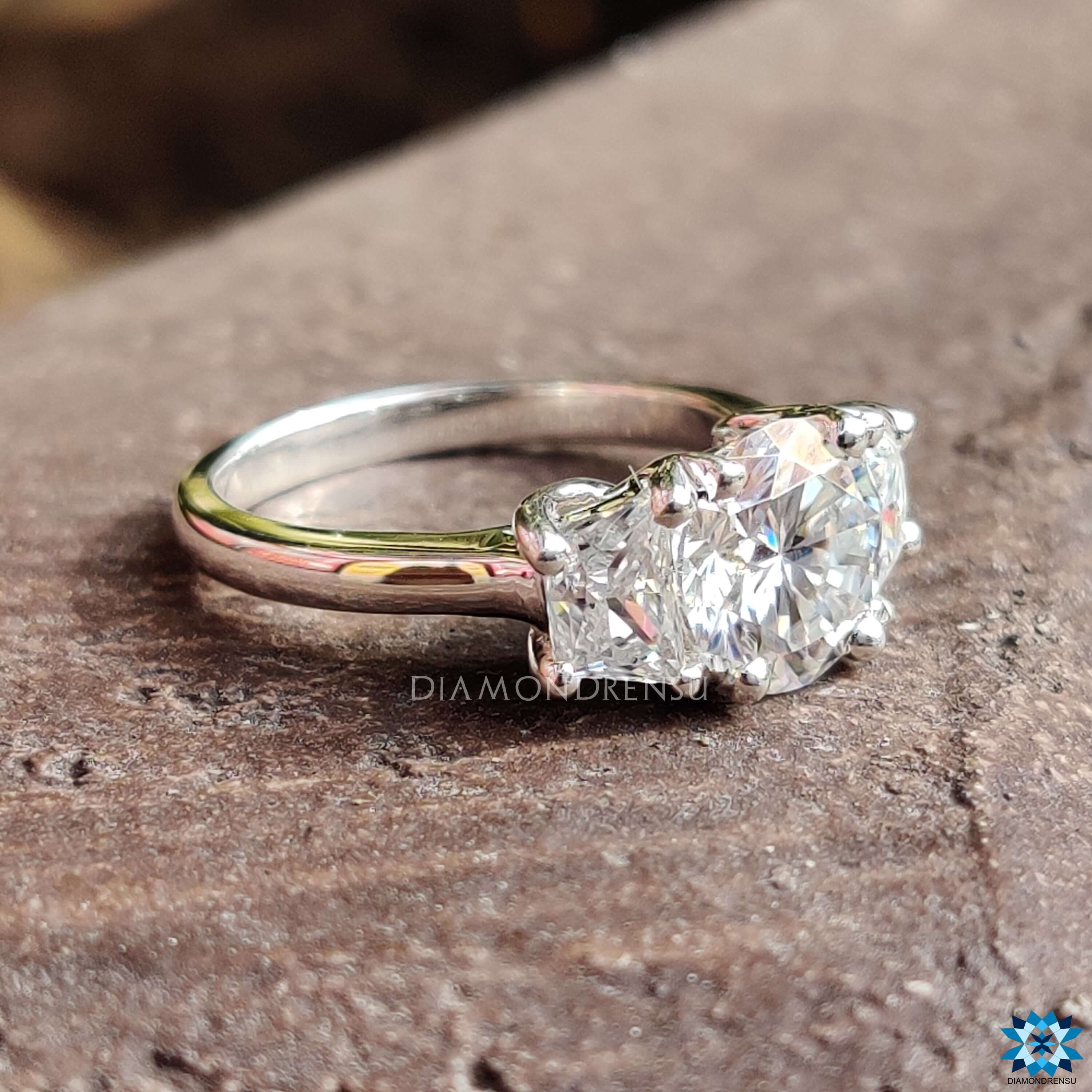 1 Carat Diamond Ring 5 gem stone Wedding Ring Dainty Trellis Stacking  Matching Wedding Band Unique Bridal band Anniversary Birthstone Ring