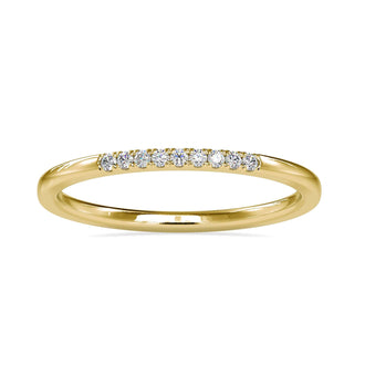 Lab grown wedding band featuring IGI certified diamonds in a u prong setting.
