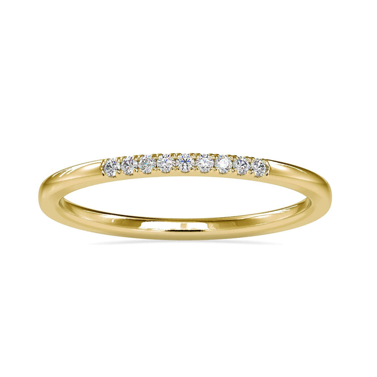 Lab grown wedding band featuring IGI certified diamonds in a u prong setting.
