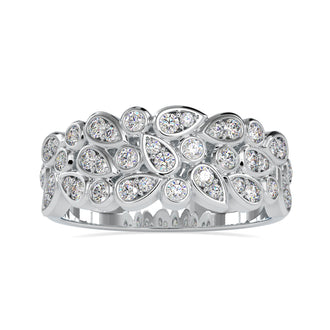 Designer wedding band featuring a round bezel setting with brilliant cut diamonds.
