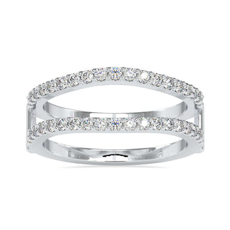 Round diamond band with lab grown diamonds in a shared prong setting
