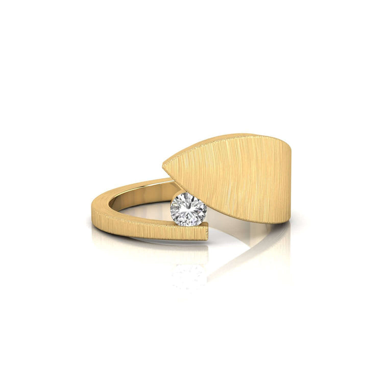 Yellow gold wedding band featuring a stunning diamond pave setting.
