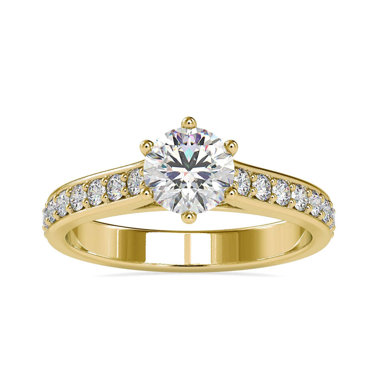 Channel set engagement ring with round brilliant cut diamond sparkle