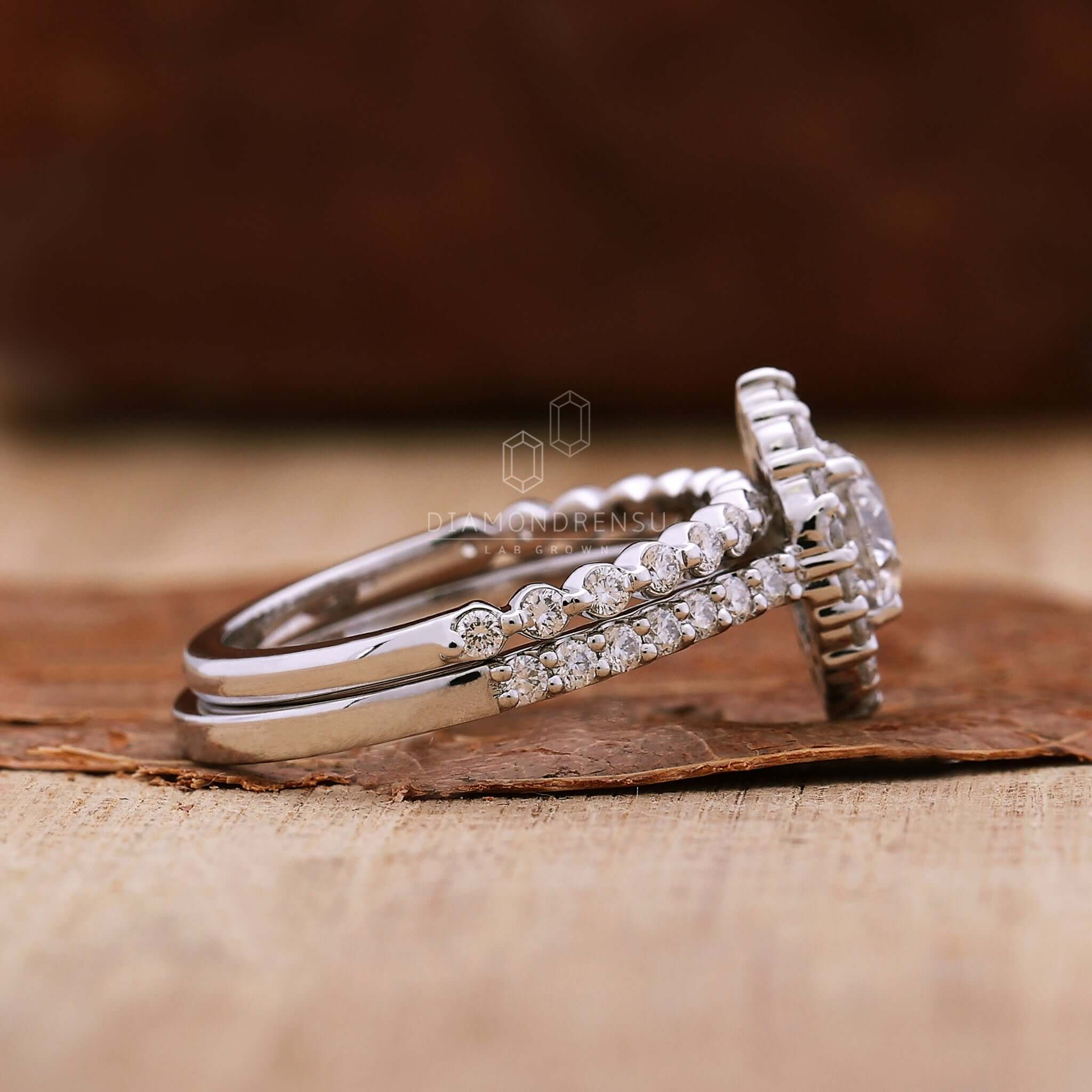 lab created diamond wedding ring set