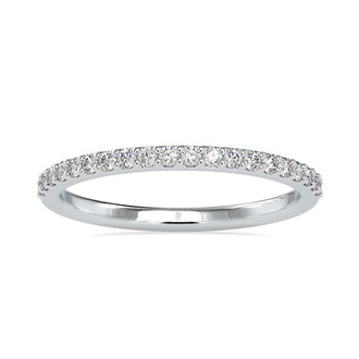 Round diamond band with lab grown diamonds in a shared prong setting
