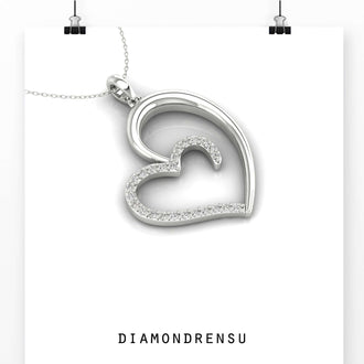 Heart pendant necklace gold with round diamonds, a stylish and thoughtful gift.
