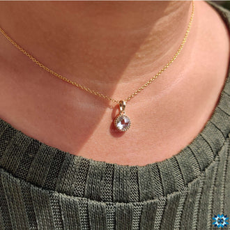 1.07 CT Round Rose Cut Moissanite Milgrain Set Solitaire Wedding Pendant