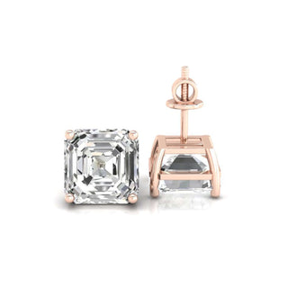 Beautiful asscher cut stud earrings, ideal as wedding earrings with a minimalist gold design.
